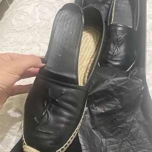 YSL black leather espadrilles